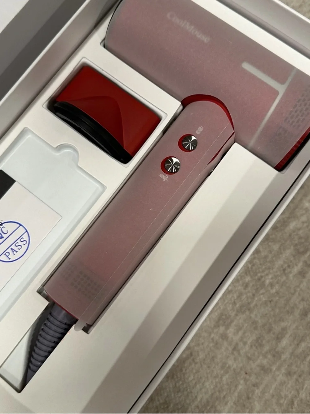 Red high speed, ionic hairdryer, fast drying low noise, compact #VA4